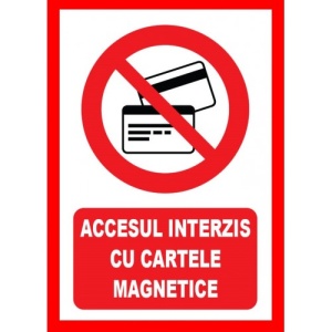 Indicator Placute accesul interzis cu cartele magnetice, Sticker autocolant