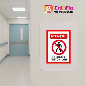 Indicator Placute atentie interzis pietonilor, Sticker autocolant - Img 4