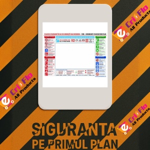 Indicator Plan de evacuare in caz de urgenta sau incendii, Sticker autocolant - Img 2
