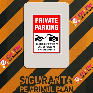 Indicator Private parking unauthorized vehicles will be towed at owner's expense, Sticker autocolant - Img 2