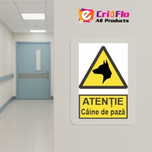Indicator protectia muncii atentie caine de paza, Sticker autocolant - Img 5