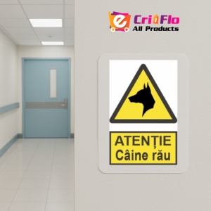 Indicator protectia muncii atentie caine rau, Sticker autocolant - Img 5