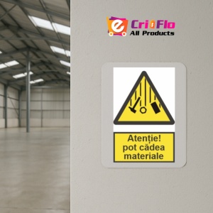 Indicator protectia muncii atentie pot cadea materiale, Sticker autocolant - Img 4