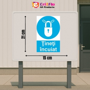 Indicator protectia muncii incuierea obligatorie, Sticker autocolant - Img 2