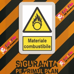 Indicator protectia muncii materiale combustibile, Sticker autocolant - Img 3