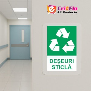 Indicator protectia muncii reciclare deseuri sticla, Sticker autocolant - Img 5
