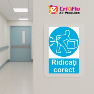 Indicator protectia muncii ridicarea corecta obligatorie, Sticker autocolant - Img 5