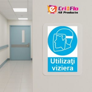 Indicator protectia muncii utilizarea vizierei obligatorie, Sticker autocolant - Img 5
