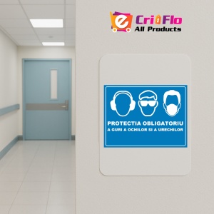 Indicator Protectia obligatoriu a guri a ochilor si a urechilor, Sticker autocolant - Img 4