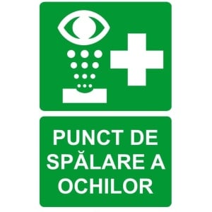 Indicator Punct de spalare a ochilor v1, Sticker autocolant