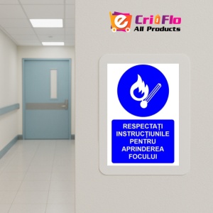 Indicator Respectati instructiunile pentru aprinderea focului indicator de obligativitate, Sticker autocolant - Img 5