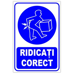 Indicator Ridicati corect v1, Sticker autocolant