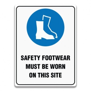 Indicator SAFETY FOOTWEAR MUST BE WORN IN THIS SITE SIGN, Sticker autocolant