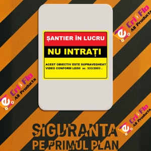 Indicator Santier in lucru nu intrati obiectiv video, Sticker autocolant - Img 2