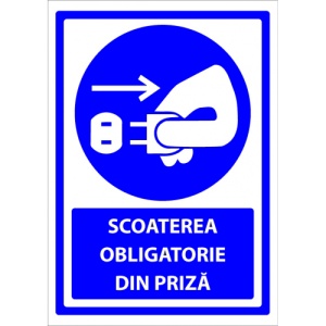 Indicator Scoaterea obligatorie din priza, Sticker autocolant