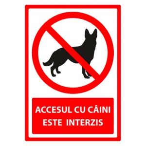 Indicator Semn accesul cu caini este interzis, Sticker autocolant