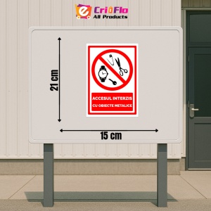 Indicator Semn accesul interzis cu obiecte metalice, Sticker autocolant - Img 2