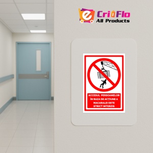Indicator Semn accesul persoanelor in raza de actiune a macaralei este strict interzis, Sticker autocolant - Img 5