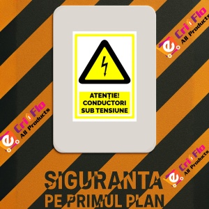 Indicator Semn atentie conductori sub tensiune, Sticker autocolant - Img 3