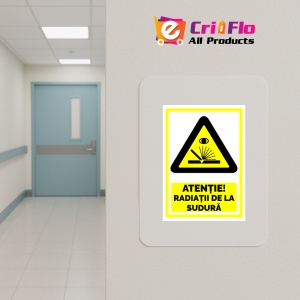 Indicator Semn atentie radiatii de la sudura, Sticker autocolant - Img 5