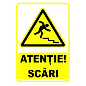 Indicator Semn atentie scari, Sticker autocolant