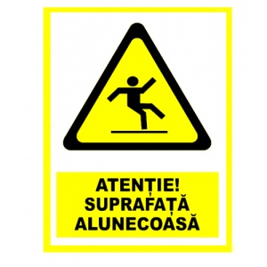 Indicator Semn atentie suprafata alunecoasa, Sticker autocolant