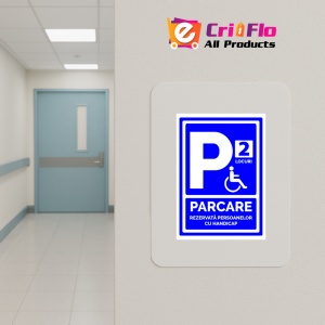 Indicator Semn cu doua locuri pentru parcare rezervata persoanelor cu handicap, Sticker autocolant - Img 5