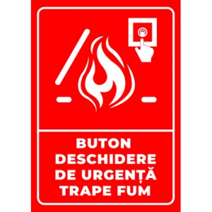 Indicator Semn de buton deschidere de urgenta trapa pentru fum, Sticker autocolant
