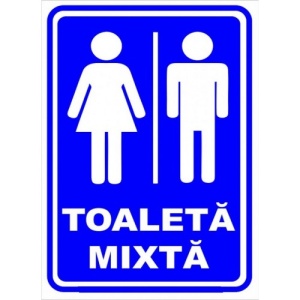 Indicator Semn de toaleta mixta, Sticker autocolant