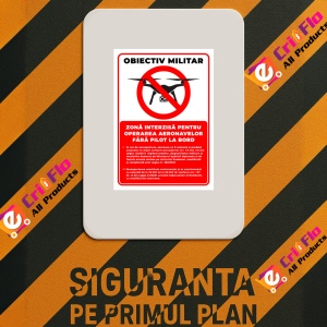 Indicator Semn obiectiv militar zone interzise pentru operarea aeronavelor fara pilot la bord, Sticker autocolant - Img 3