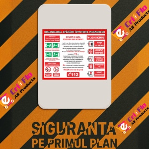 Indicator Semn Organizarea apararii impotriva incendiilor, Sticker autocolant - Img 3