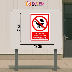Indicator Semn pentru interzicerea accesului cu carucioare, Sticker autocolant - Img 2