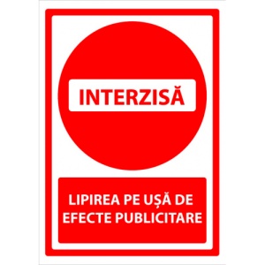 Indicator Semn pentru interzicerea lipirea pe usa de reclame si publicitate, Sticker autocolant