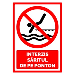 Indicator Semn pentru interzicerea saritul de pe ponton, Sticker autocolant