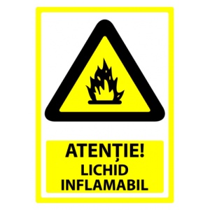Indicator Semn pentru lichid inflamabil, Sticker autocolant