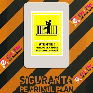 Indicator Semn pentru pericol de cadere peste balustrada, Sticker autocolant - Img 3