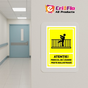 Indicator Semn pentru pericol de cadere peste balustrada, Sticker autocolant - Img 5
