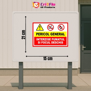 Indicator Semn pentru pericol general interzis fumatul si focul deschis, Sticker autocolant - Img 2