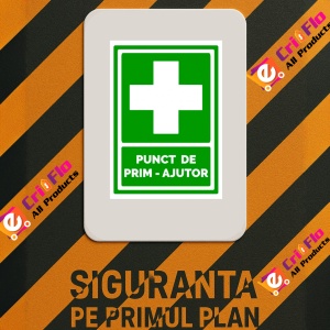 Indicator Semn pentru punct de prim ajutor, Sticker autocolant - Img 3