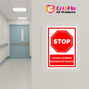 Indicator Semn pentru stop cu accesul interzis si proprietate privata, Sticker autocolant - Img 5