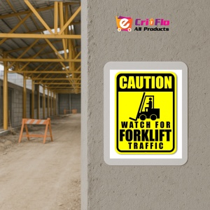 Indicator Sign caution watch for forklift traffic, Sticker autocolant - Img 5