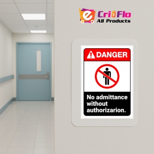 Indicator Sign danger no admittance without authorization, Sticker autocolant - Img 5