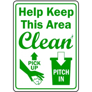 Indicator Sign help keep this area clean, Sticker autocolant