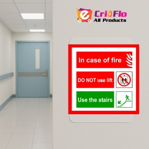 Indicator Sign in case of fire do not use lift use the stairs, Sticker autocolant - Img 5