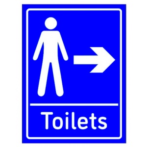 Indicator Sign Mens Toilets Arrow Right, Sticker autocolant
