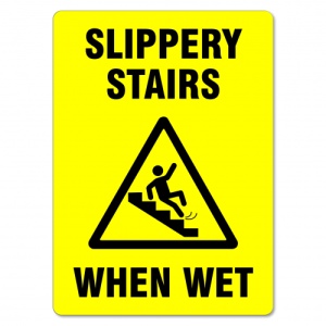 Indicator Sign slippery stairs when wet, Sticker autocolant