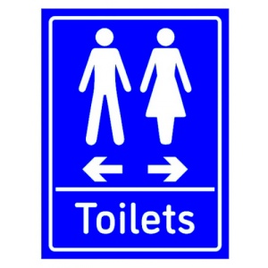 Indicator Sign Toilets Arrows Men Left Women Right, Sticker autocolant - Img 1