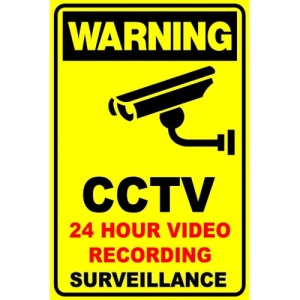 Indicator Sign warning cctv 24 hour video recording surveillance, Sticker autocolant