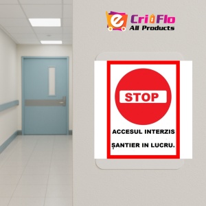 Indicator Stop accesul interzis santier in lucru, Sticker autocolant - Img 5