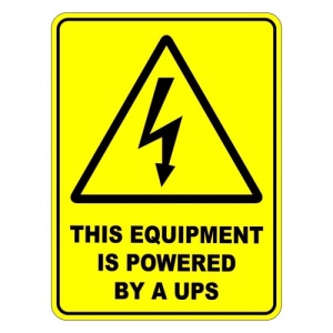 Indicator This Equipment Is Powered By A UPS Sign, Sticker autocolant